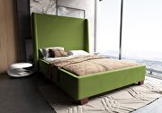 Luxurious pine green velvet queen bed main photo