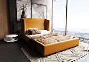 Saddle faux leather upholstery queen bed main photo