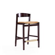 Camel and dark walnut beech wood counter height bar stool main photo