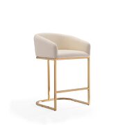 Louvre II (Cream) Cream and titanium gold stainless steel counter height bar stool