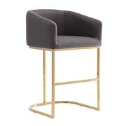Louvre II (Gray) Gray and titanium gold stainless steel counter height bar stool