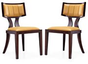 Camel and walnut faux leather dining chair (set of two)