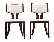 Pulitzer (Pearl) Pearl white and walnut faux leather dining chair (set of two)