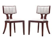 Pulitzer (Silver) Silver and walnut faux leather dining chair (set of two)