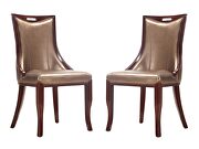 Emperor II (Bronze) Bronze and walnut faux leather dining chair (set of two)