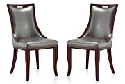 Silver and walnut faux leather dining chair (set of two)