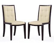 Executor (Cream) Cream and walnut faux leather dining chairs (set of two)