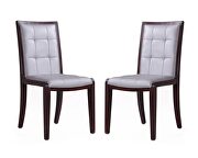 Executor (Silver) Silver and walnut faux leather dining chairs (set of two)