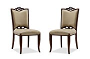 Cream and walnut faux leather dining chair (set of two) main photo