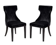 Reine (Black) Black and walnut velvet dining chair (set of two)