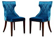 Cobalt blue and walnut velvet dining chair (set of two)