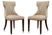 Reine (Cream) Cream and walnut faux leather dining chair (set of two)