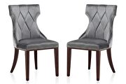 Reine (Gray) Gray and walnut velvet dining chair (set of two)