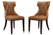 Saddle and walnut faux leather dining chair (set of two)