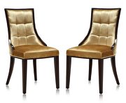 Fifth Avenue (Gold) Antique gold and walnut velvet dining chair (set of two)