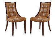 Saddle and walnut faux leather dining chair (set of two) main photo