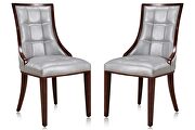 Fifth Avenue (Silver) Silver and walnut faux leather dining chair (set of two)