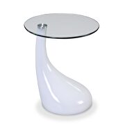Lava (White) White glass top accent table