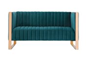 Aqua blue and rose gold velvet 2-seater loveseat