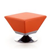 Diamond (Orange) Orange and polished chrome swivel ottoman