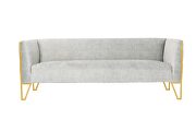 Gray and gold velvet 3-seat sofa main photo