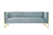Ocean blue and gold velvet 3-seat sofa main photo