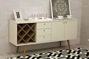 4 bottle wine rack sideboard buffet stand with 3 drawers and 2 shelves in off white and maple cream