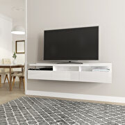 Half floating entertainment center with 3 drawers in white gloss main photo