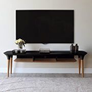 Tv stand with 3 shelves  in black and cinnamon main photo