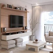 City 1.8 floating wall theater entertainment center in maple cream and off white main photo