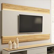 Lincoln TV panel with led lights  in off white and cinnamon main photo