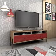 Joy 59 TV stand with 2 full extension drawers in red and off white main photo
