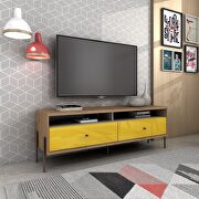 Joy 59 TV stand with 2 full extension drawers in yellow and off white main photo