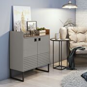 31.49 modern buffet stand with safety display shelf and steel legs in gray and wood main photo