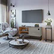 47.24 modern TV stand with steel legs in gray and wood main photo