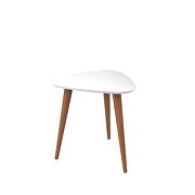 19.6 high triangle end table with splayed wooden legs in white gloss main photo