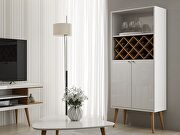Utopia II (White) 10 bottle wine rack china storage closet with 4 shelves in white gloss and maple cream