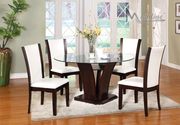Enclave II (White) Contemporary two-toned 5pcs round dining set