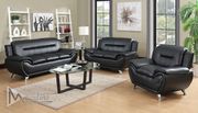 Napoli (Black) Leather match affordable sofa in black