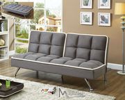 Zeppoles (Gray) Contemporary gray microfiber sleeper sofa