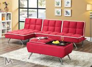 Contemporary red microfiber sofa + chaise set main photo