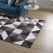 Kahula (Gray/Black/White) 8x10 Triangle geometric mosaic area rug 8x10