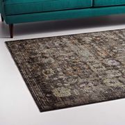 Minu (Black/Yellow/Orange) 8x10 Distressed floral lattice area rug