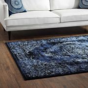 Gamela (Blue) 5x8 Rustic vintage ornate area rug 5x8