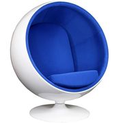 Retro swivel lounge chair with blue inner shell main photo