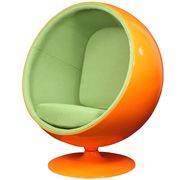Retro orange lounge chair with green inner shell main photo