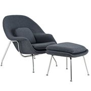 Dark gray fabric chair + ottoman lounge set main photo