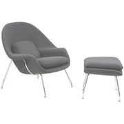 Light gray fabric chair + ottoman lounge set main photo
