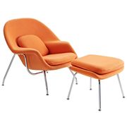 Orange fabric chair + ottoman lounge set main photo