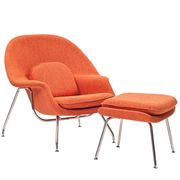 Orange tweed fabric chair + ottoman lounge set main photo
